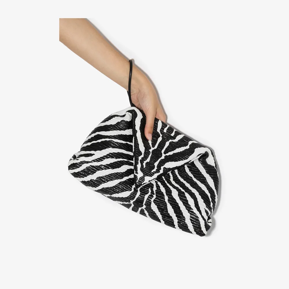 Bottega Black zebra print leather envelope clutch bag Browns