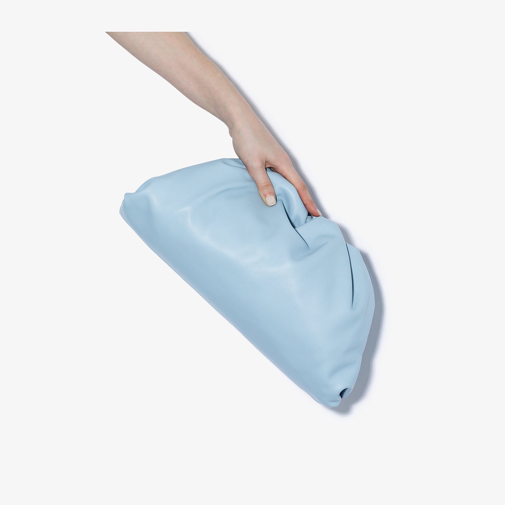 Bottega Veneta Blue The Pouch Leather Clutch Bag Browns