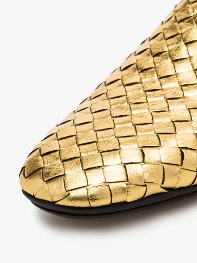 gold backless loafers