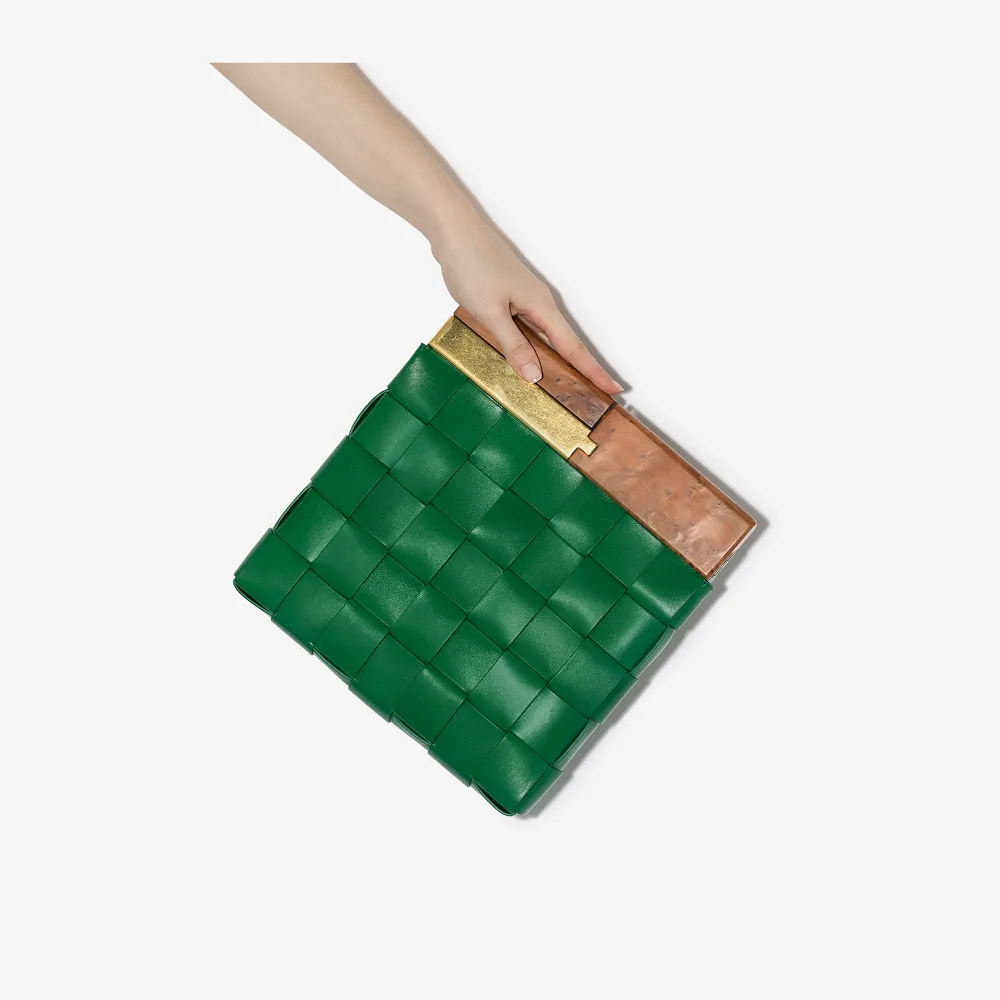 bottega veneta green clutch