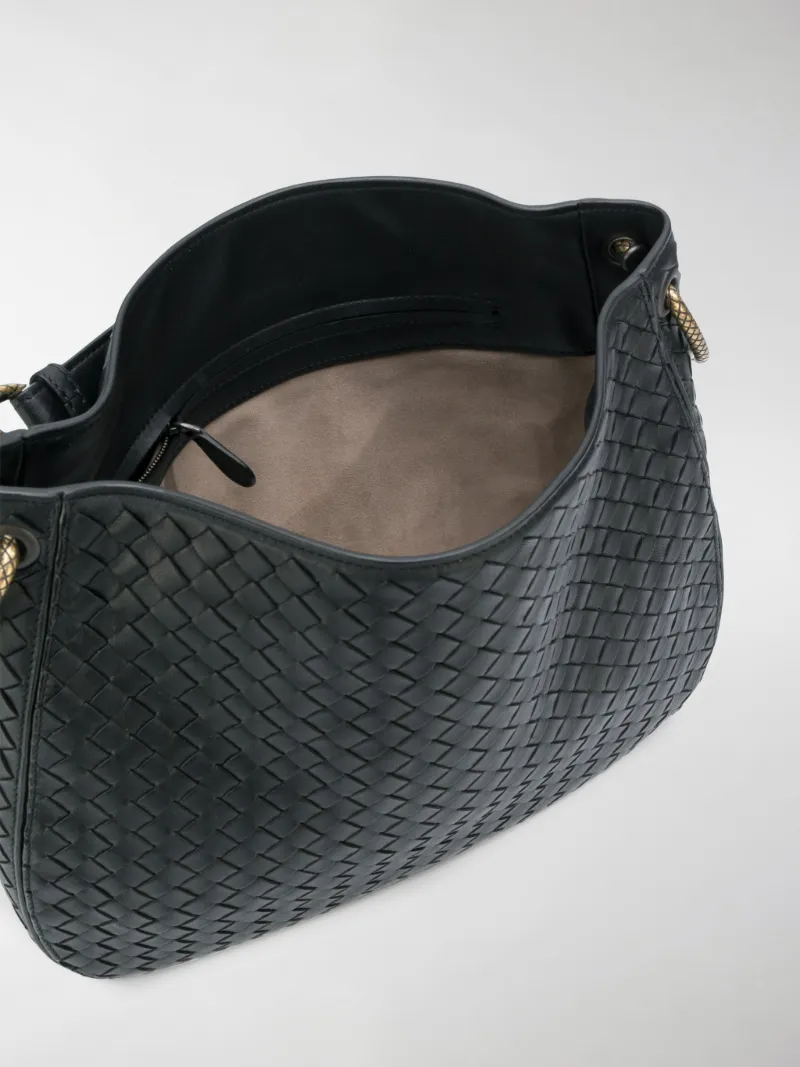 Bottega Veneta nero Intrecciato nappa loop bag black | MODES