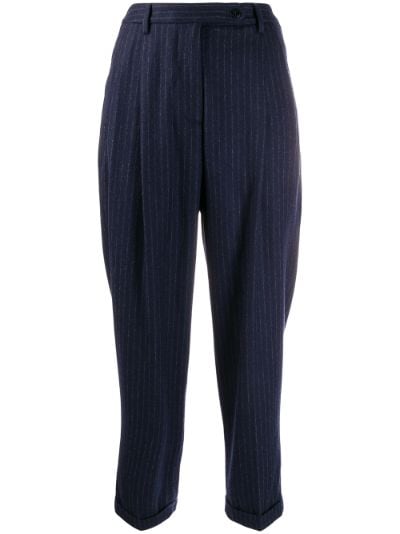 pinstripe tapered trousers