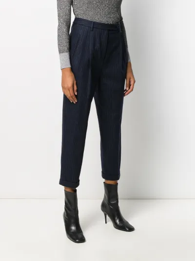 pinstripe tapered trousers