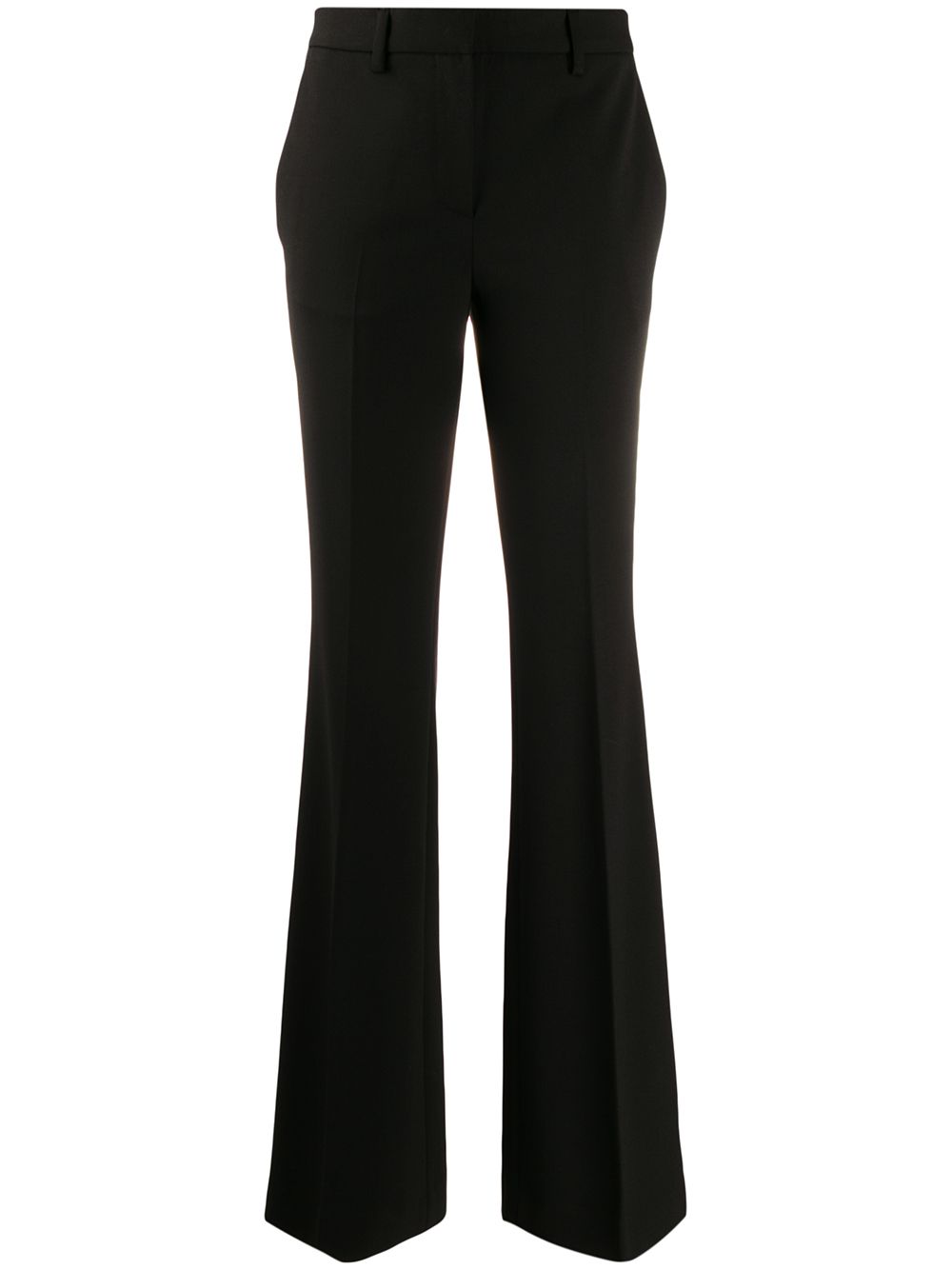 black tailored flared trousers