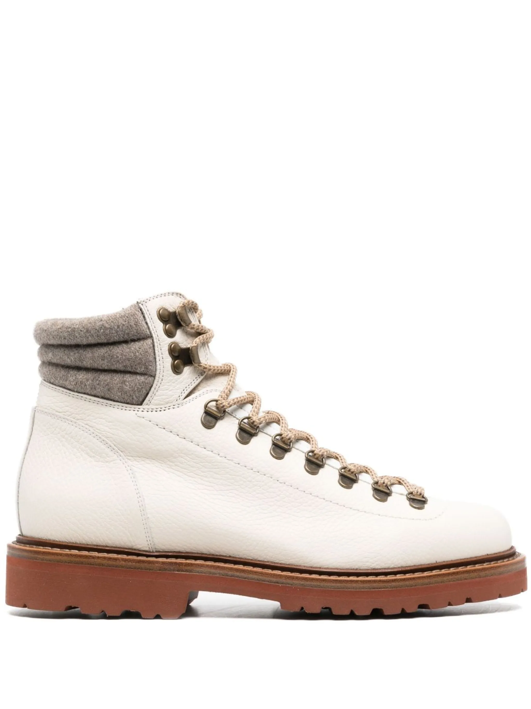 laceup leather hiking boots Brunello Cucinelli