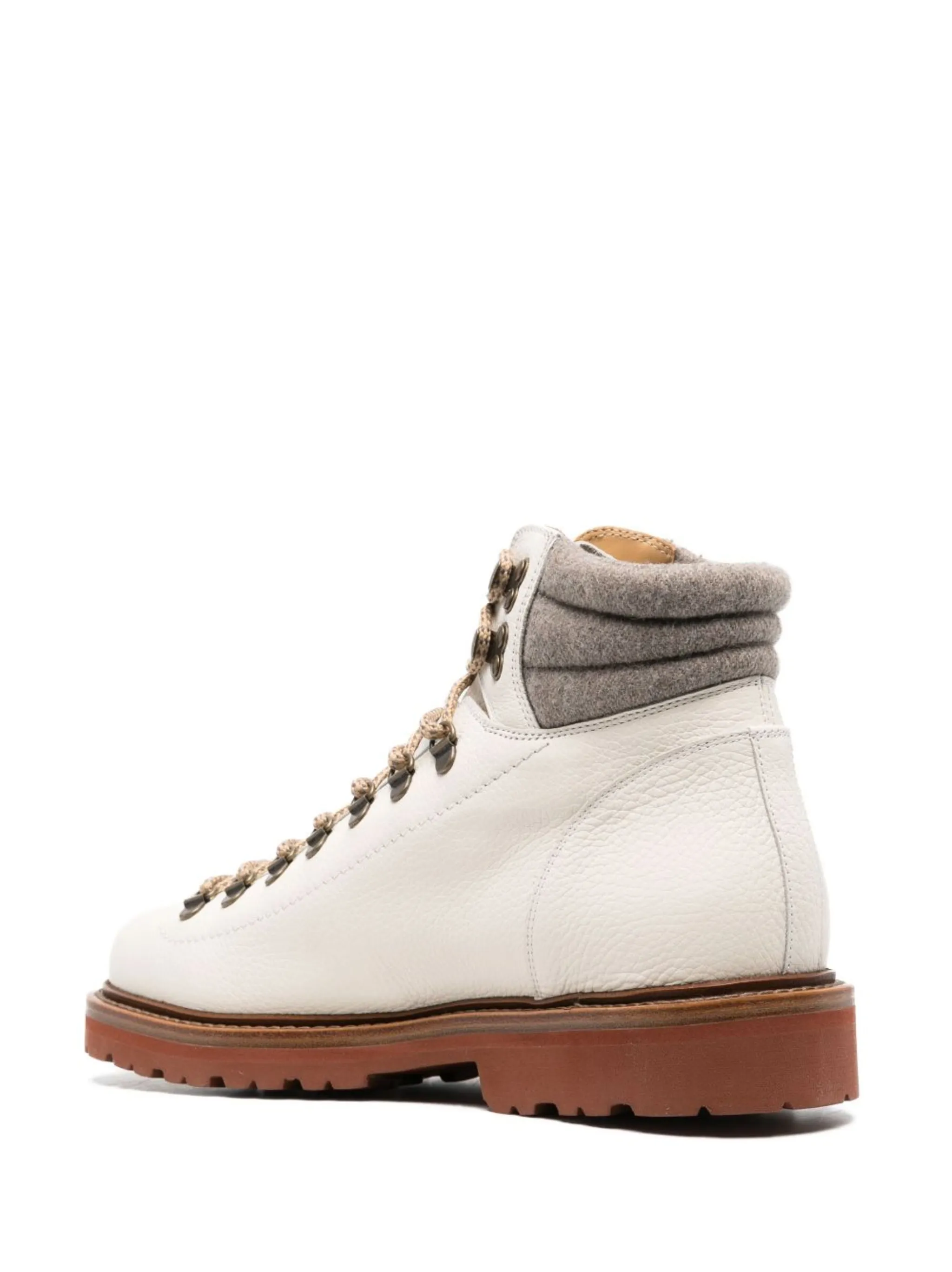 laceup leather hiking boots Brunello Cucinelli
