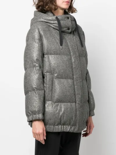 Metallic funnel hooded online puffer