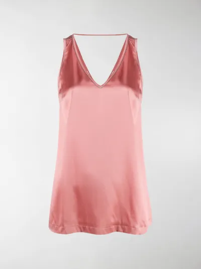 pink satin vest top