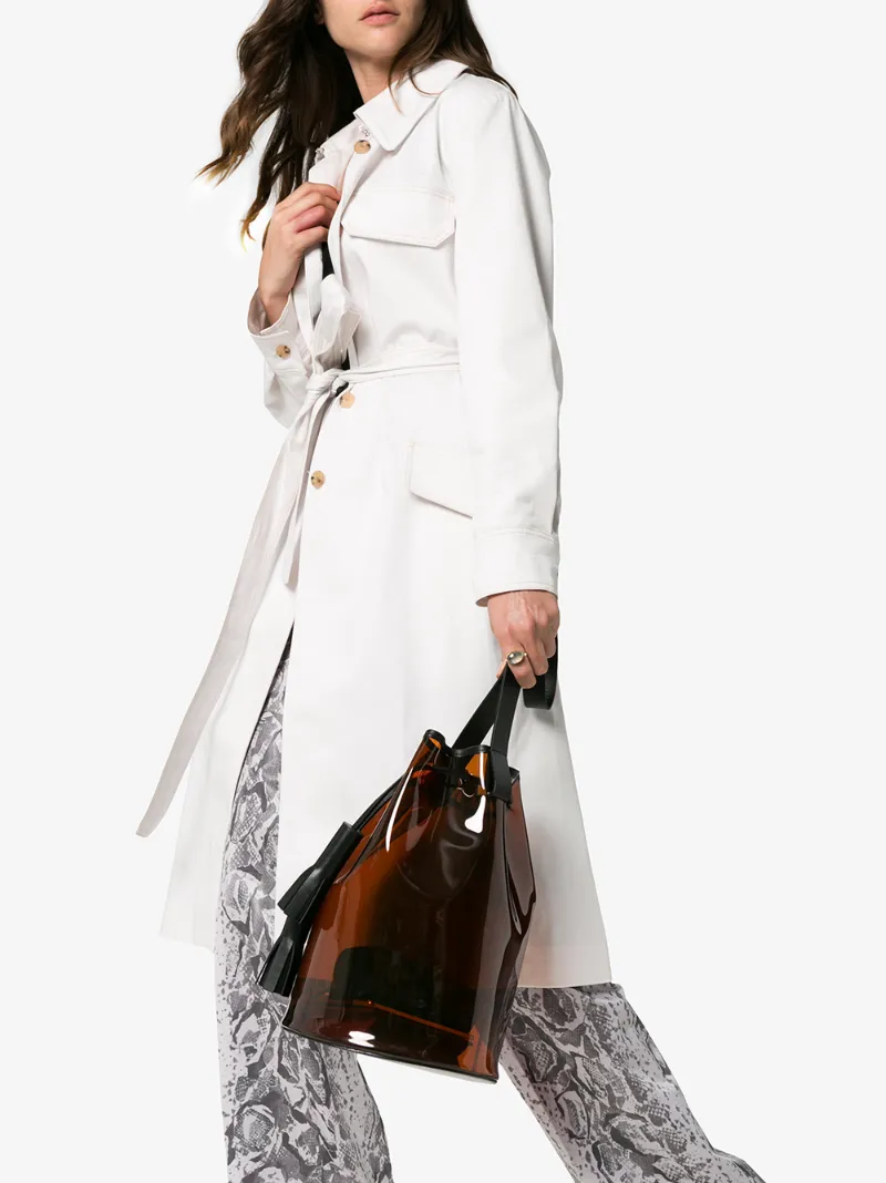 Brown And Black Pvc Bucket Bag