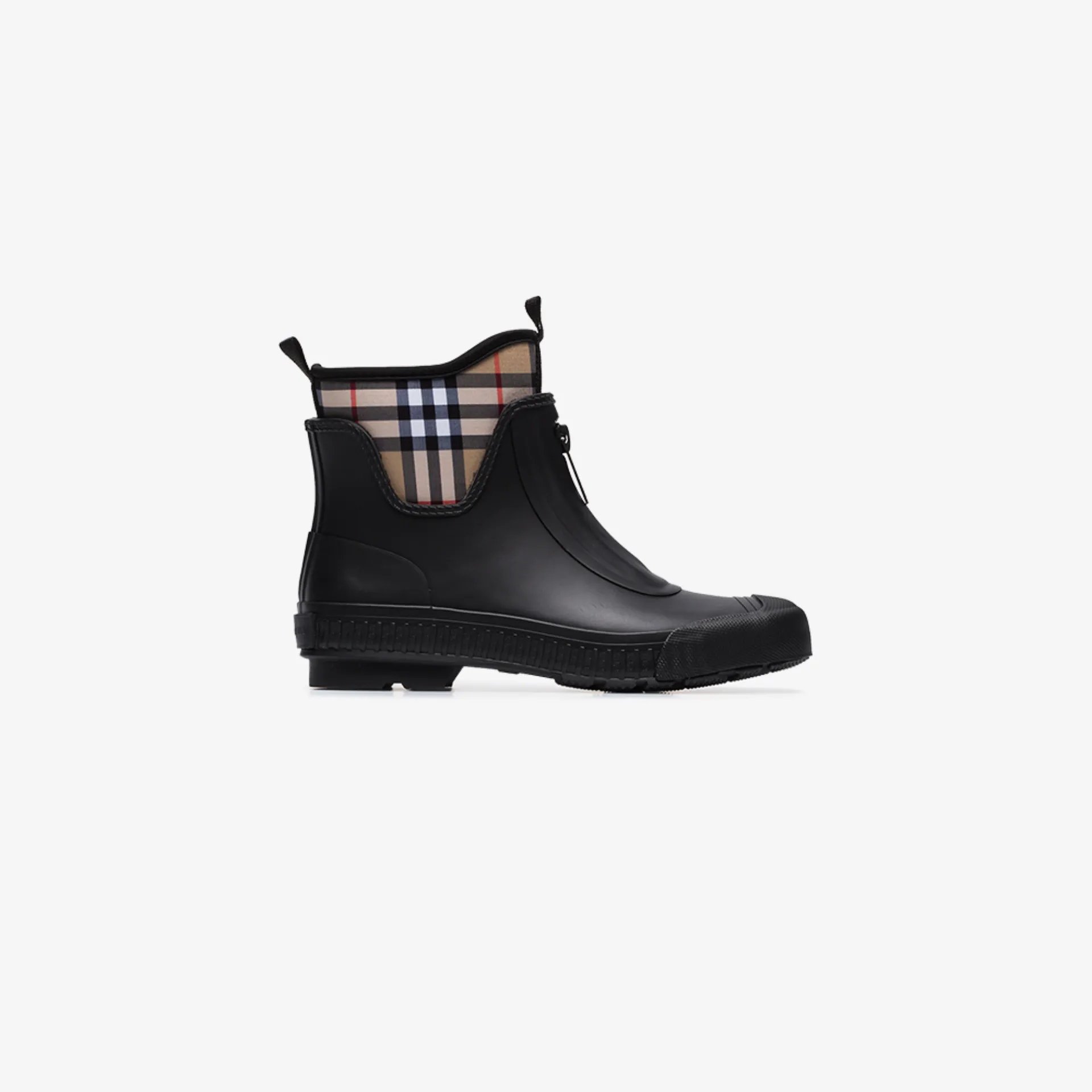 vintage check detail leather chelsea boots