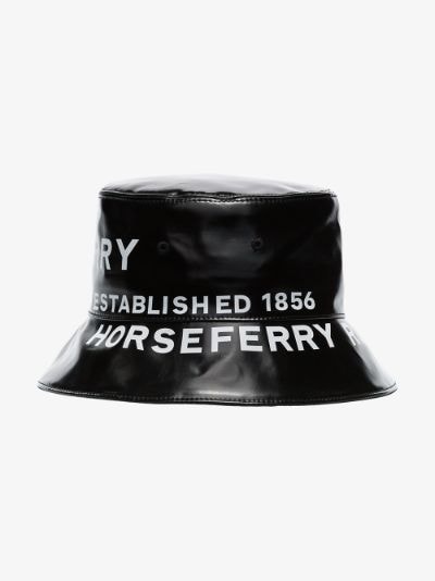 Burberry black logo leather bucket hat 