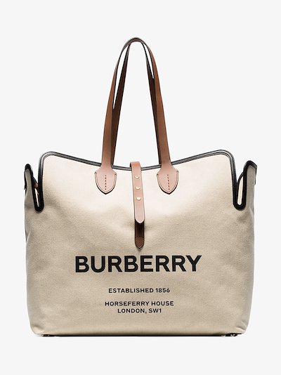 Burberry Brown large logo print canvas tote bag | Browns