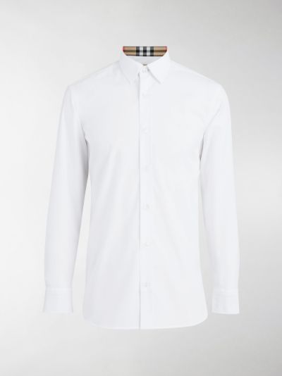 check stretch cotton poplin shirt