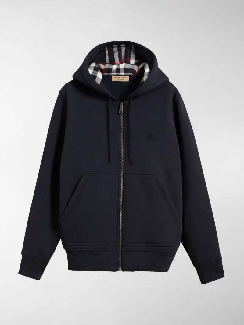 burberry check detail hooded sweatshirt