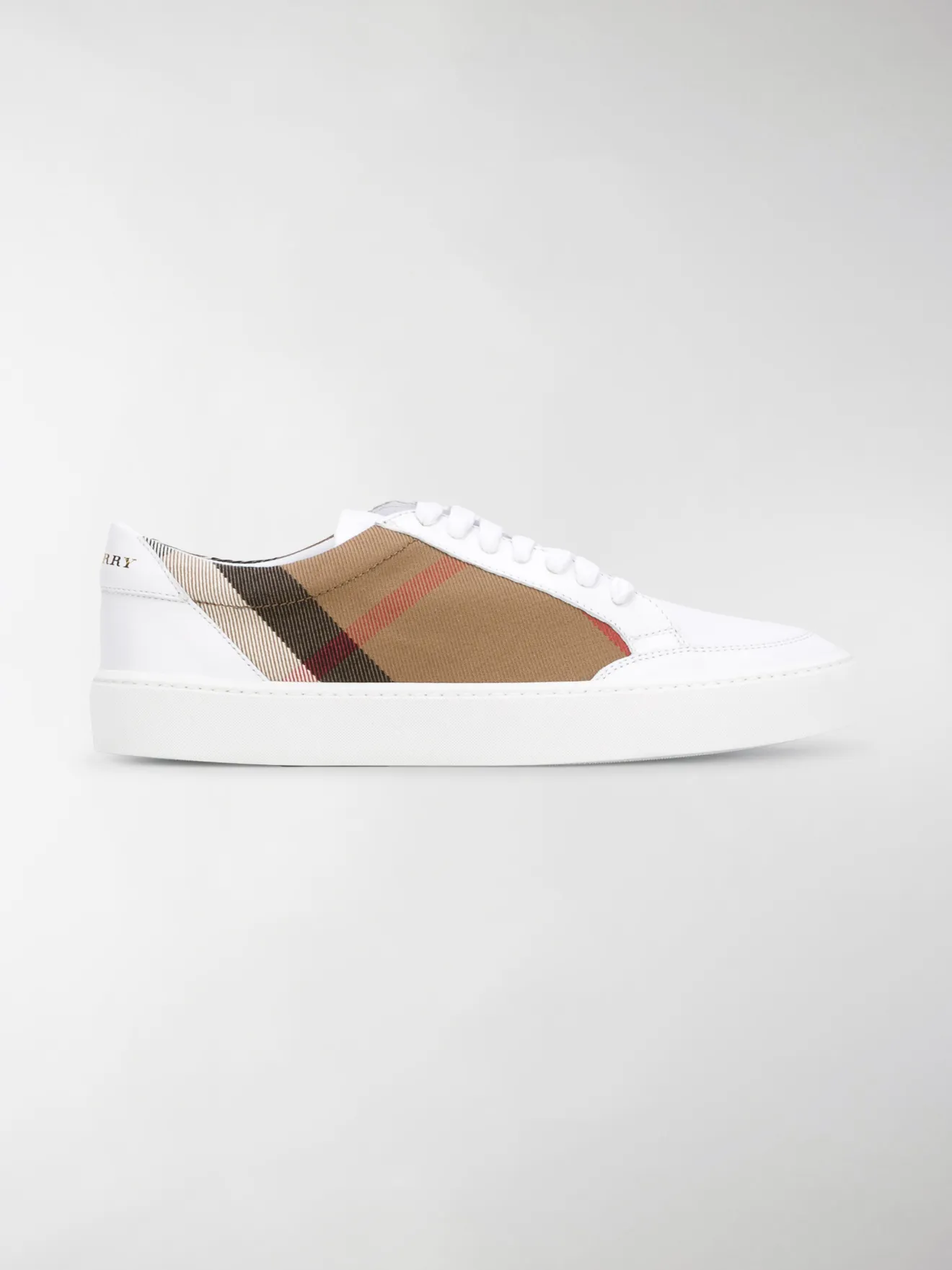 burberry check detail leather sneakers