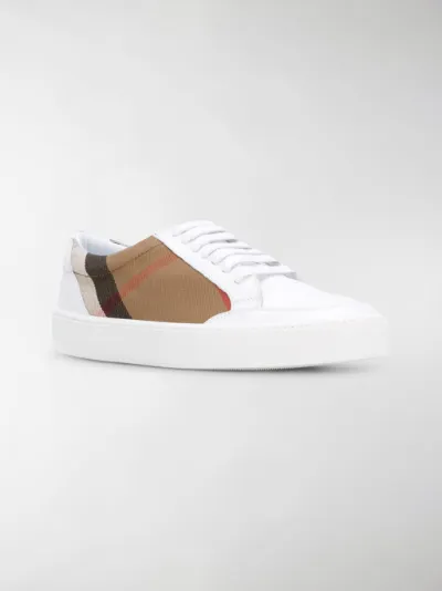 burberry check detail leather sneakers