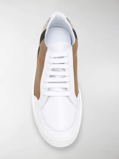 burberry check detail leather sneakers