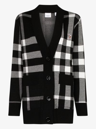 black and white check cardigan