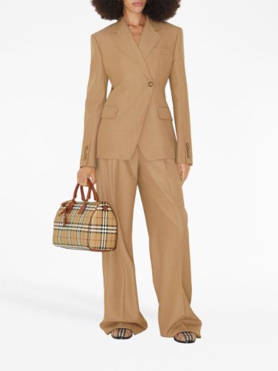 BURBERRY: bowling bag in coated cotton with Vintage Check - Beige