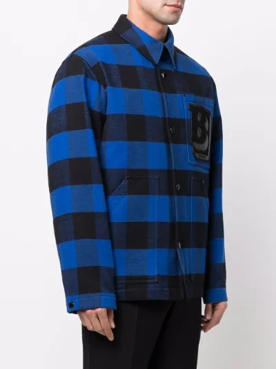check-print logo-patch shirt jacket 