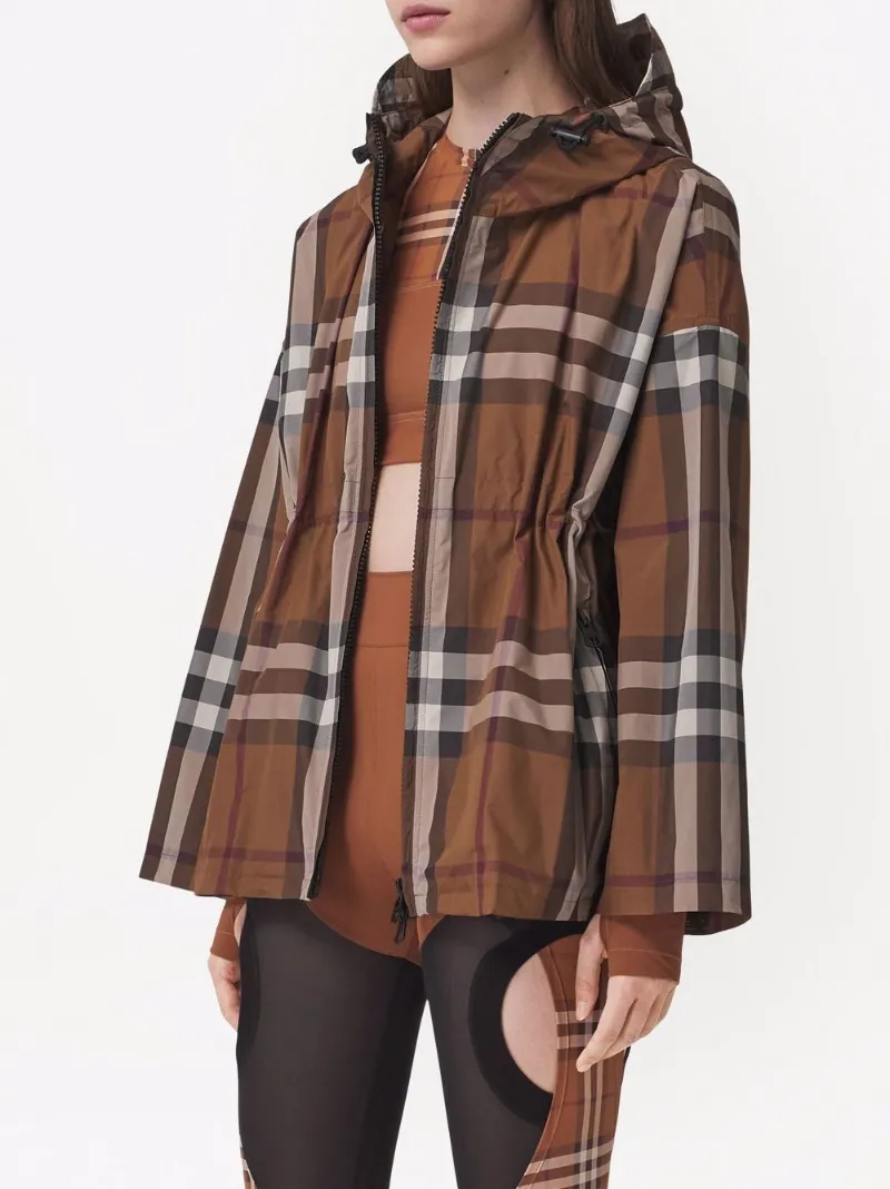 checked hooded jacket