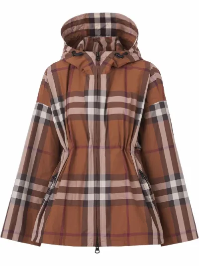 checked hooded jacket