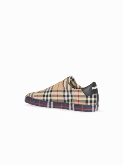 Contrast Check and Leather Slip-on Sneakers | Burberry 