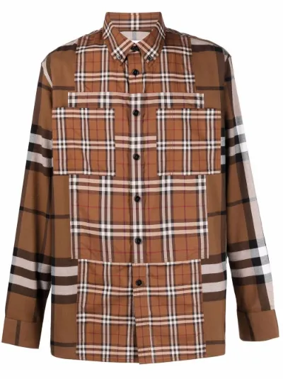 contrast-panel checked flannel shirt 