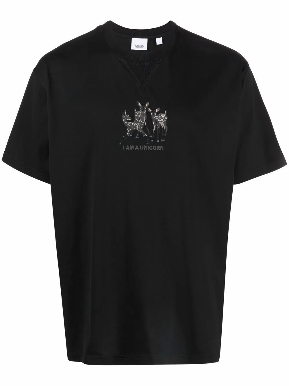 ★Burberry★ Deer Embroidered Short Sleeve T-Shirt Gray 8044 Burberry deer-embroidered T-shirt | Eraldo.com DE
