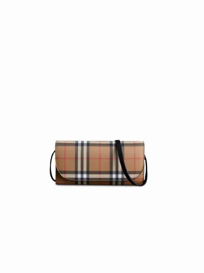 Burberry Detachable Strap Vintage Check Leather Wallet Eraldo US