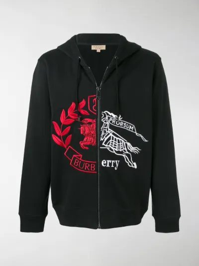 Burberry Felpa con zip e logo nero | MODES