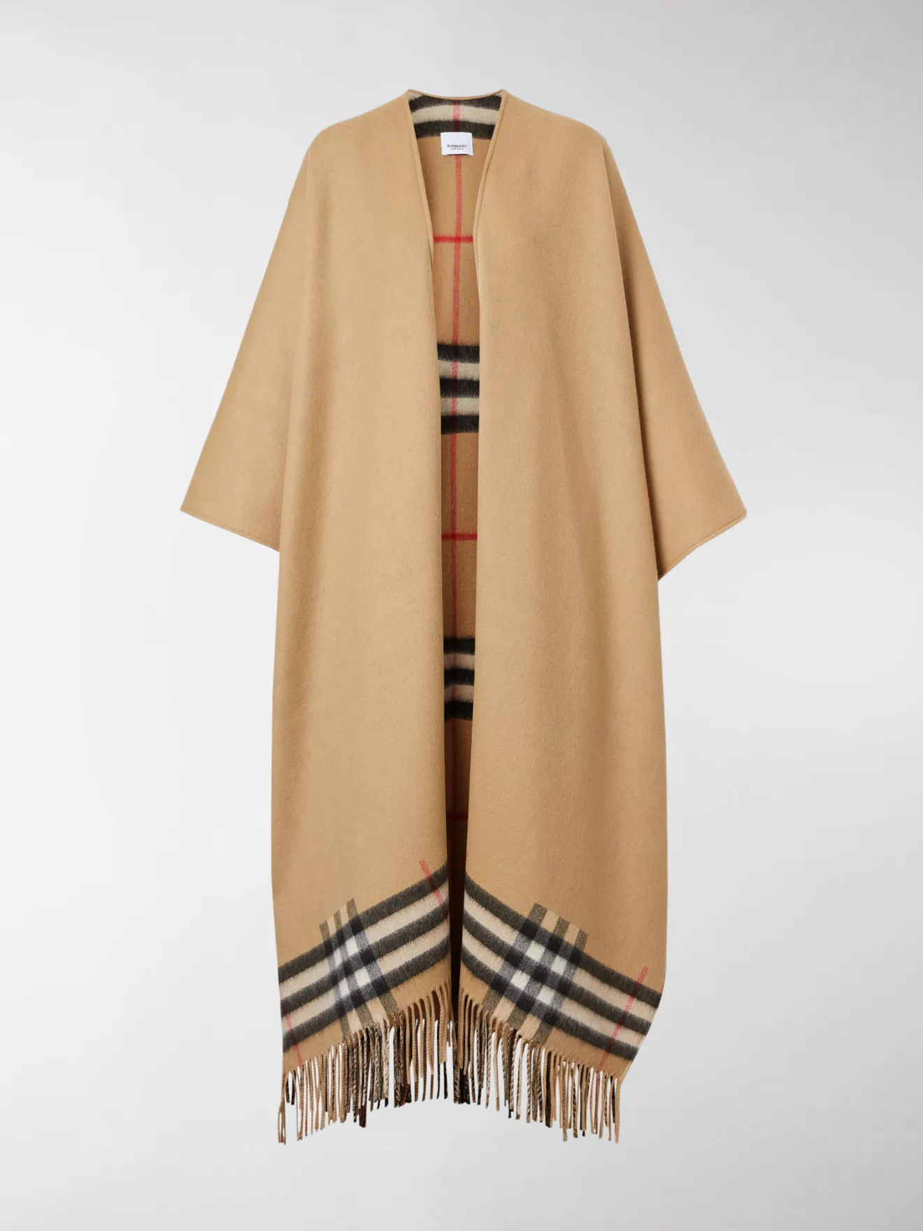 burberry fringed check wool scarf