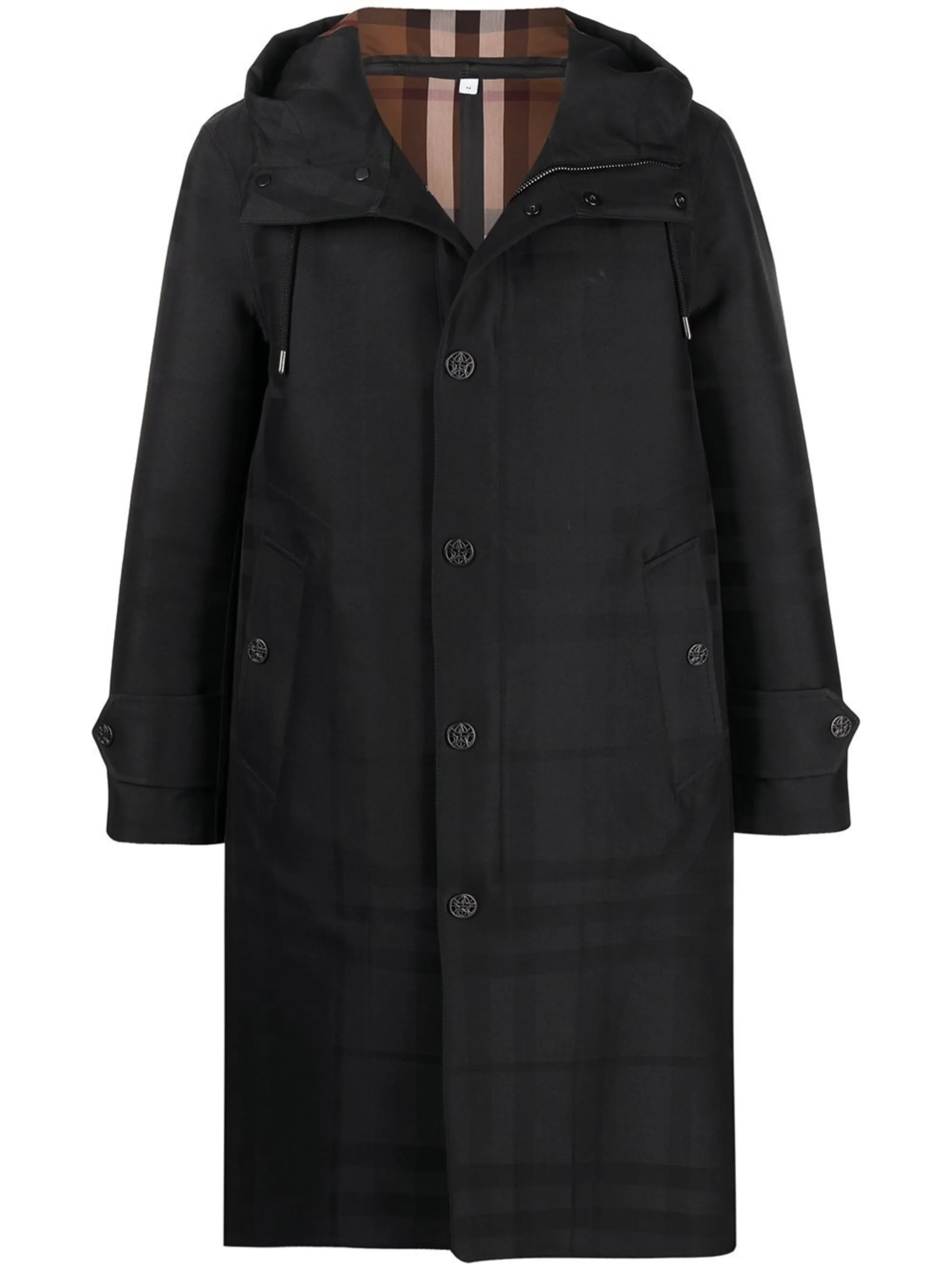 Burberry Globe graphic detail check technical coat | Eraldo.com US