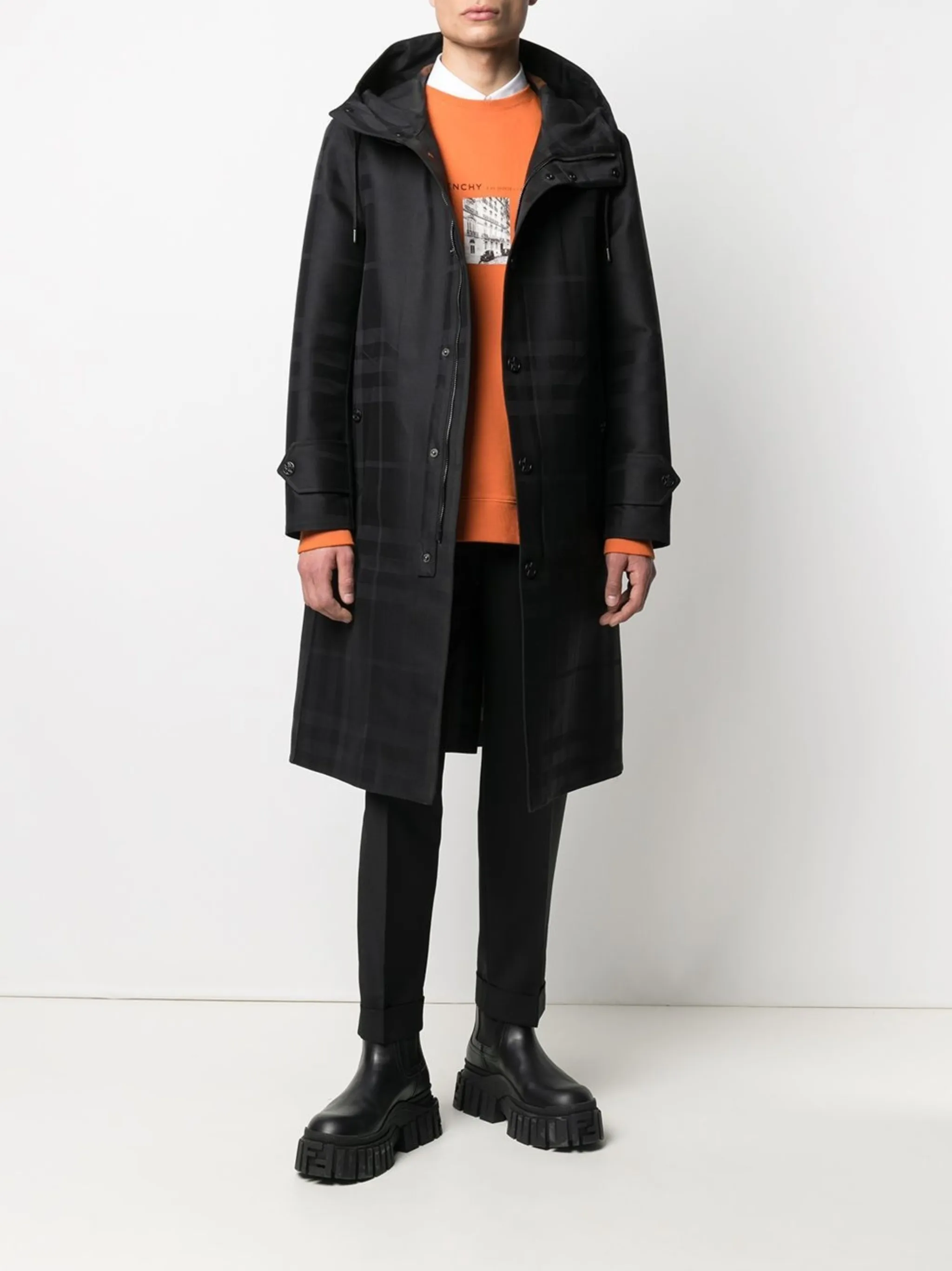Burberry Globe graphic detail check technical coat | Eraldo.com US