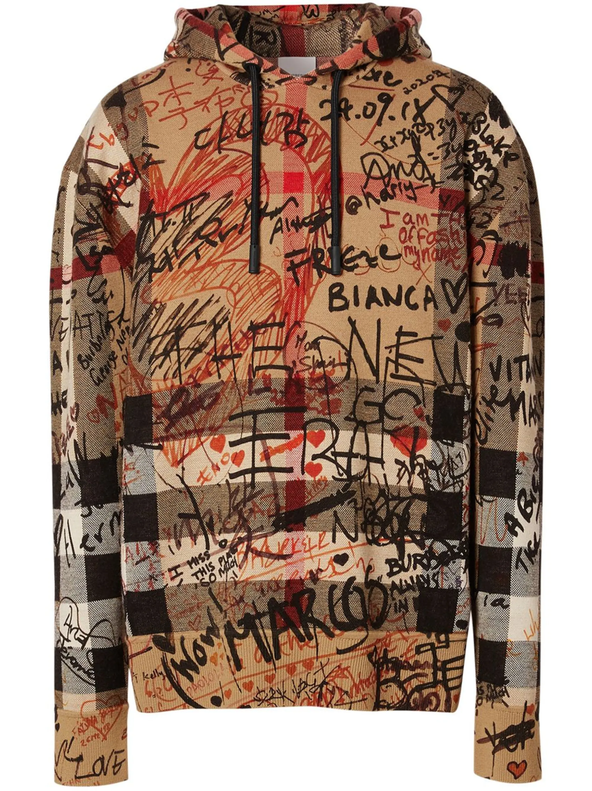 Burberry graffiti print checked hoodie Eraldo UK