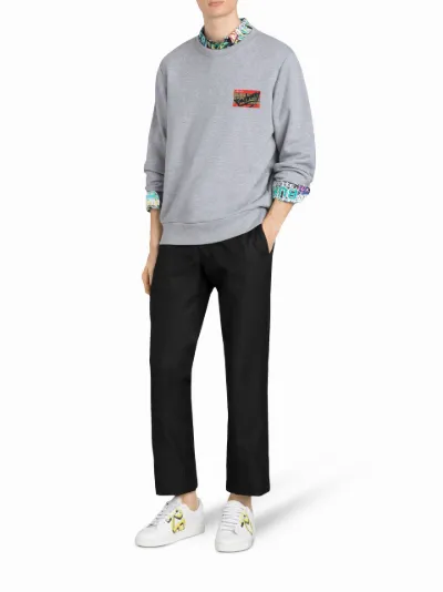 ticket print pocket cotton jersey hoodie