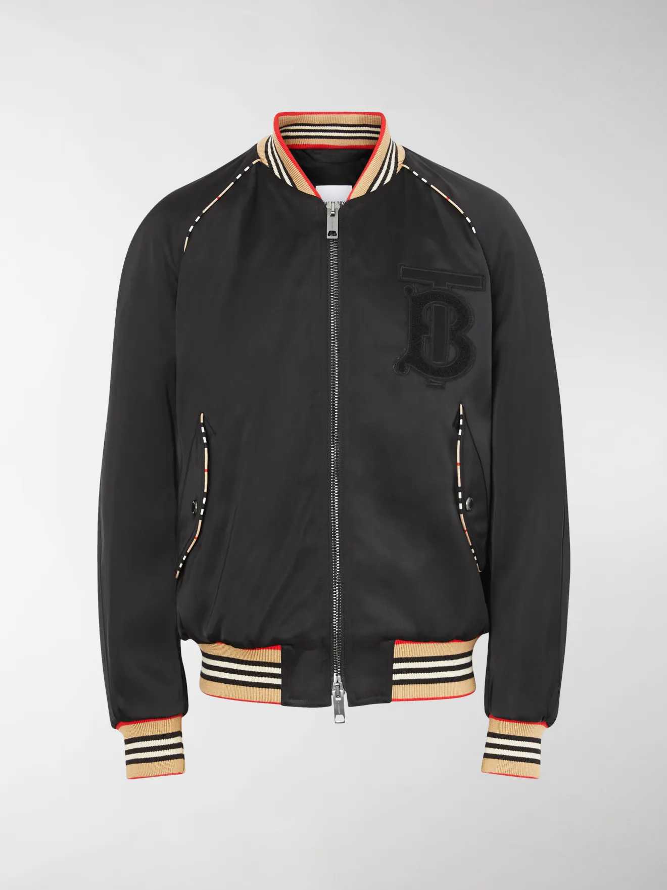burberry monogram stripe print bomber jacket