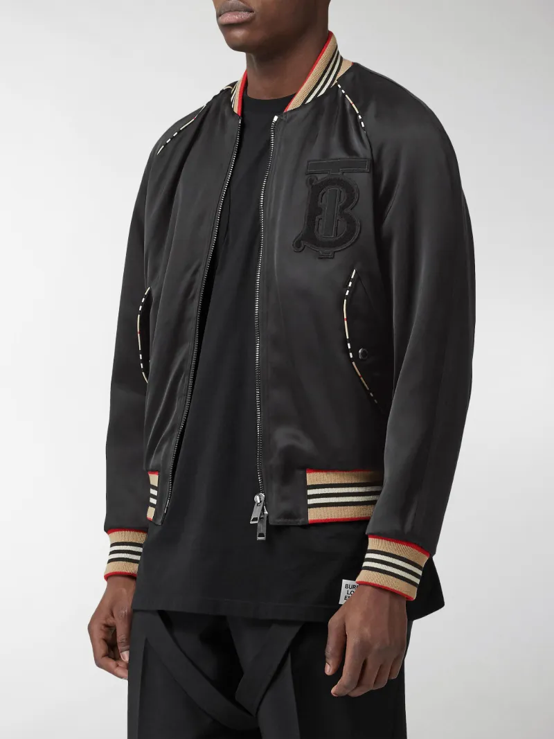 burberry monogram stripe print bomber jacket