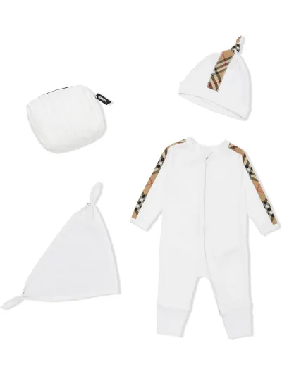 white burberry baby grow