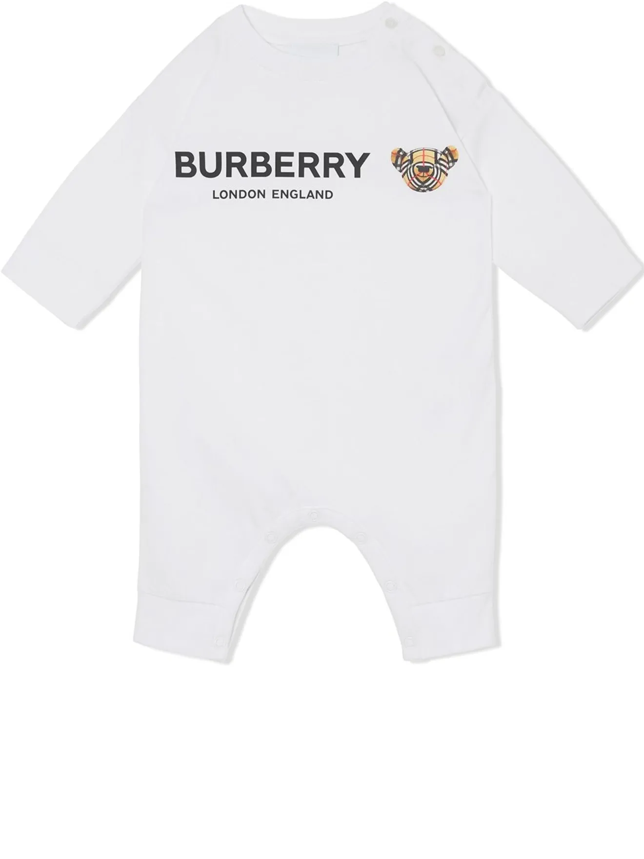 white burberry baby grow