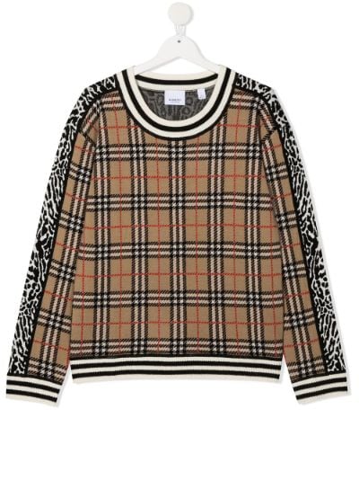 panelled check jumper | Burberry Kids 