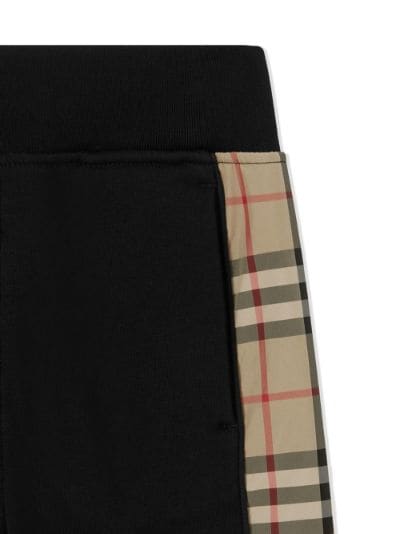 Check Trim Stretch Jersey Leggings in Black - Burberry