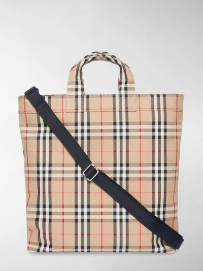 burberry logo detail cotton blend tote
