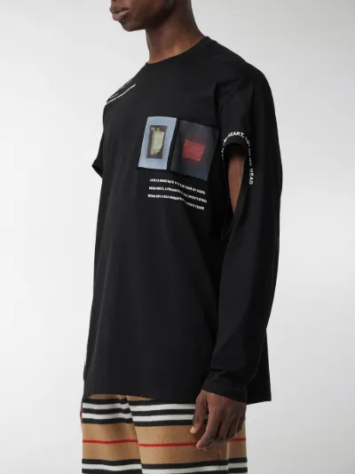 burberry cut out montage shirt