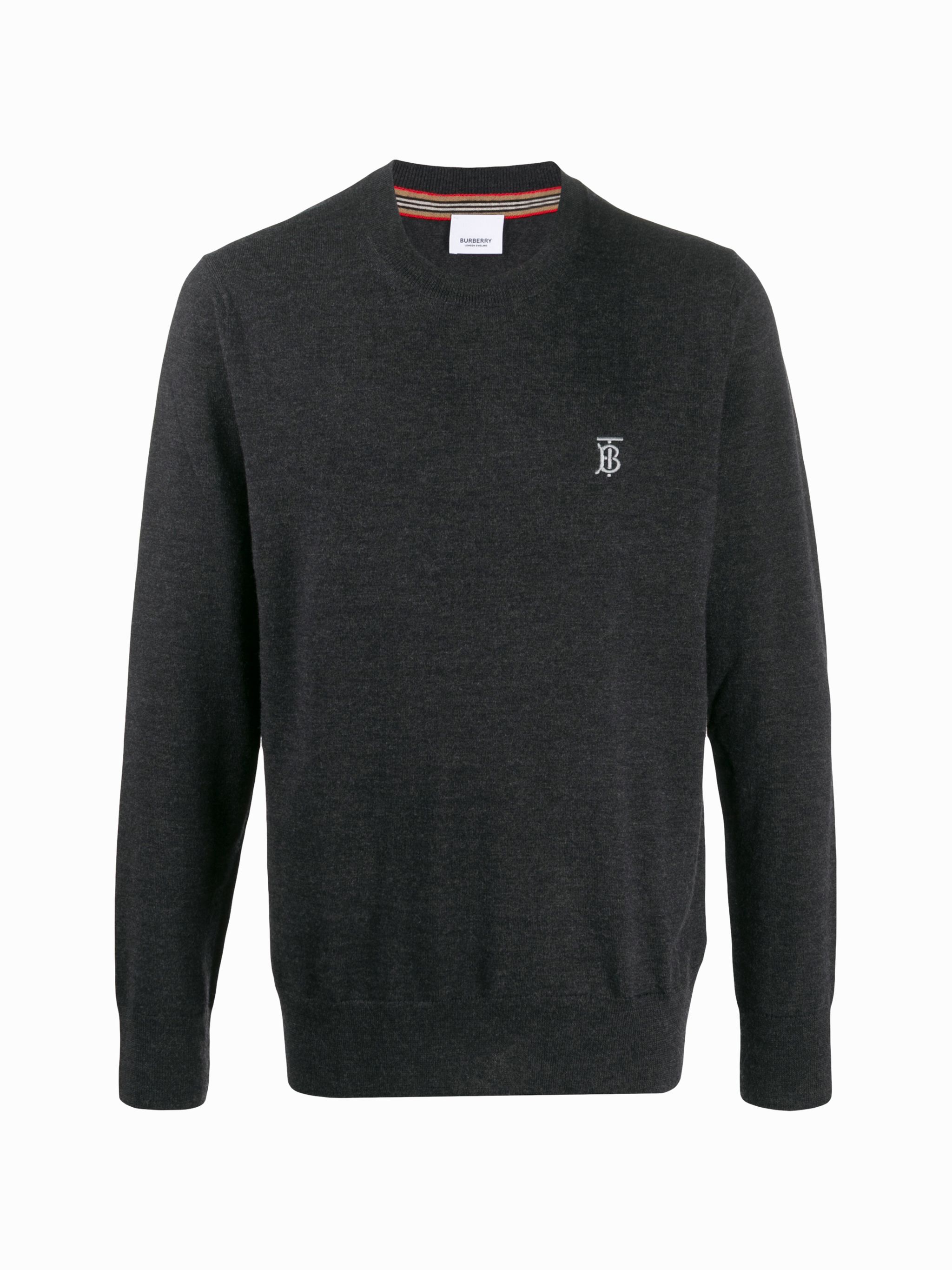 Burberry monogram-embroidered fine-knit merino wool jumper deals S