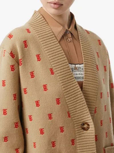 Monogram Wool Cashmere Blend Oversized Cardigan | Burberry