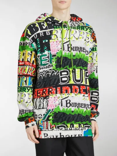 burberry oversized logo print hoodie