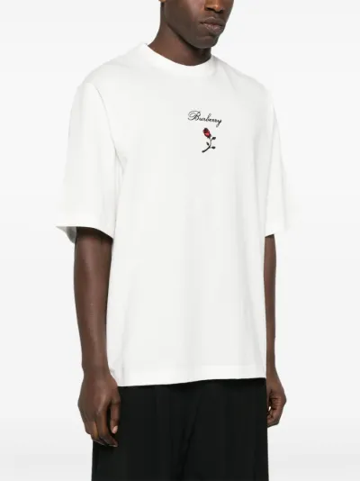 【関税&送料込】Burberry Flock Sgl Rose T-Shirt In Cotton Burberry Rose flocked cotton T-shirt | Eraldo.com US