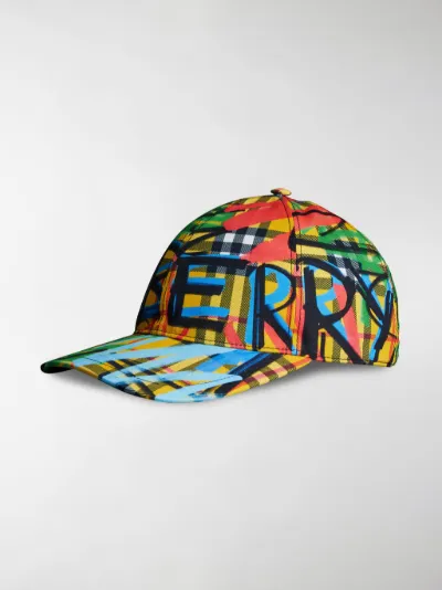 Burberry scribbled graffiti check cap 