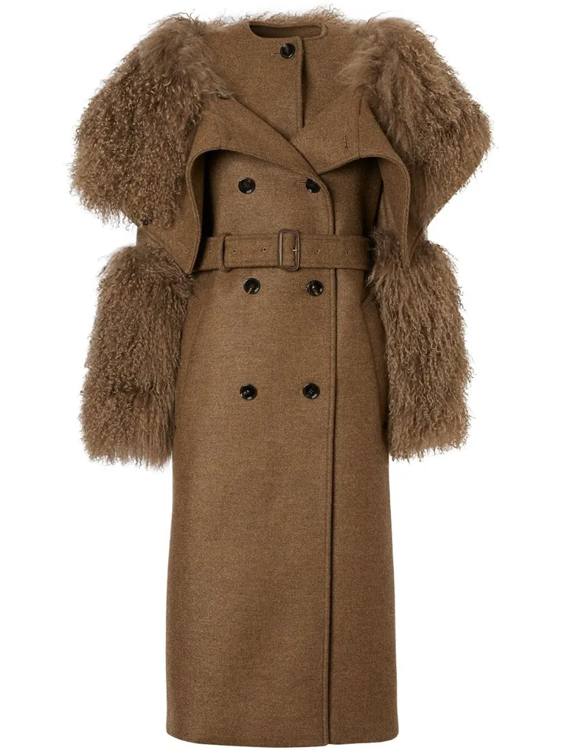 shearling trim coat